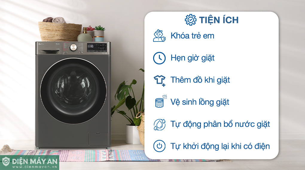 Máy giặt sấy LG AI DD Inverter giặt 14 kg - sấy 8 kg FV1414H3BA